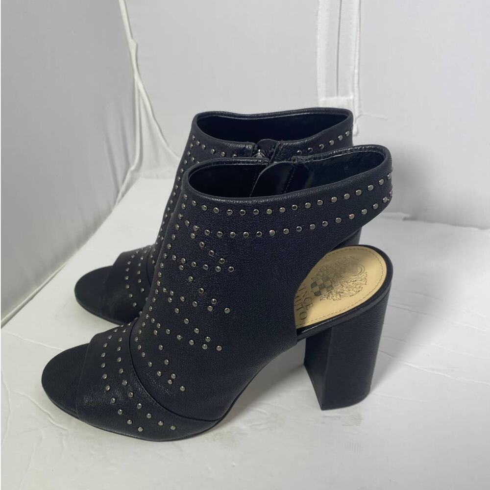 Vince Camuto 'winelta' Black Heeled slide-on Jeweled Leather Sandals Size 7.5